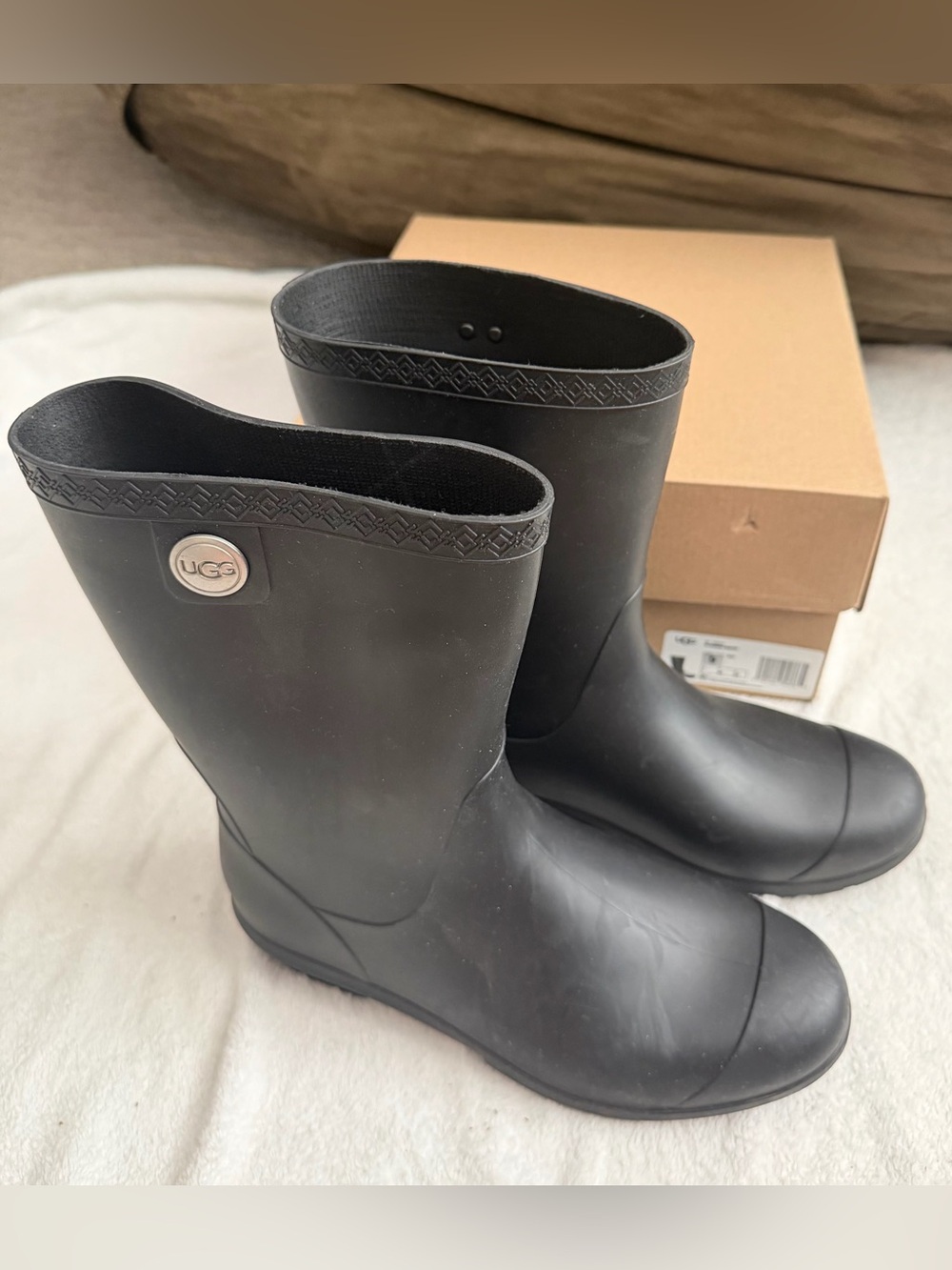 UGG Black Short Waterproof Rain Boots